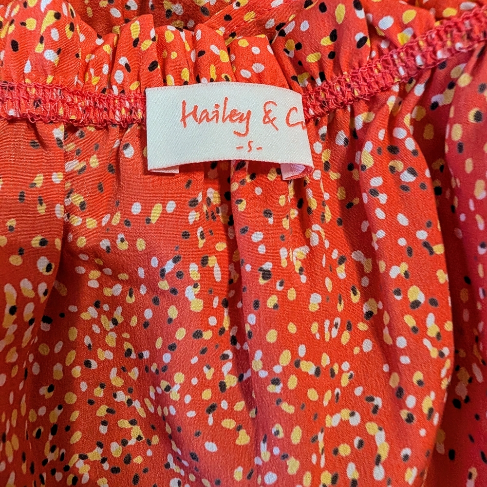 BOGO NWOT- Hailey & Co Ditsy Floral Orange Flutter Sleeve Dress- Small - Picture 5 of 5